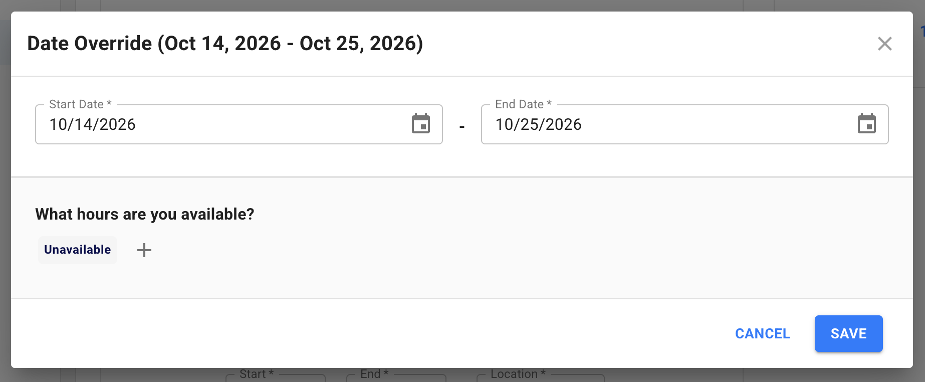 Date Override Feature – Stride Therapy